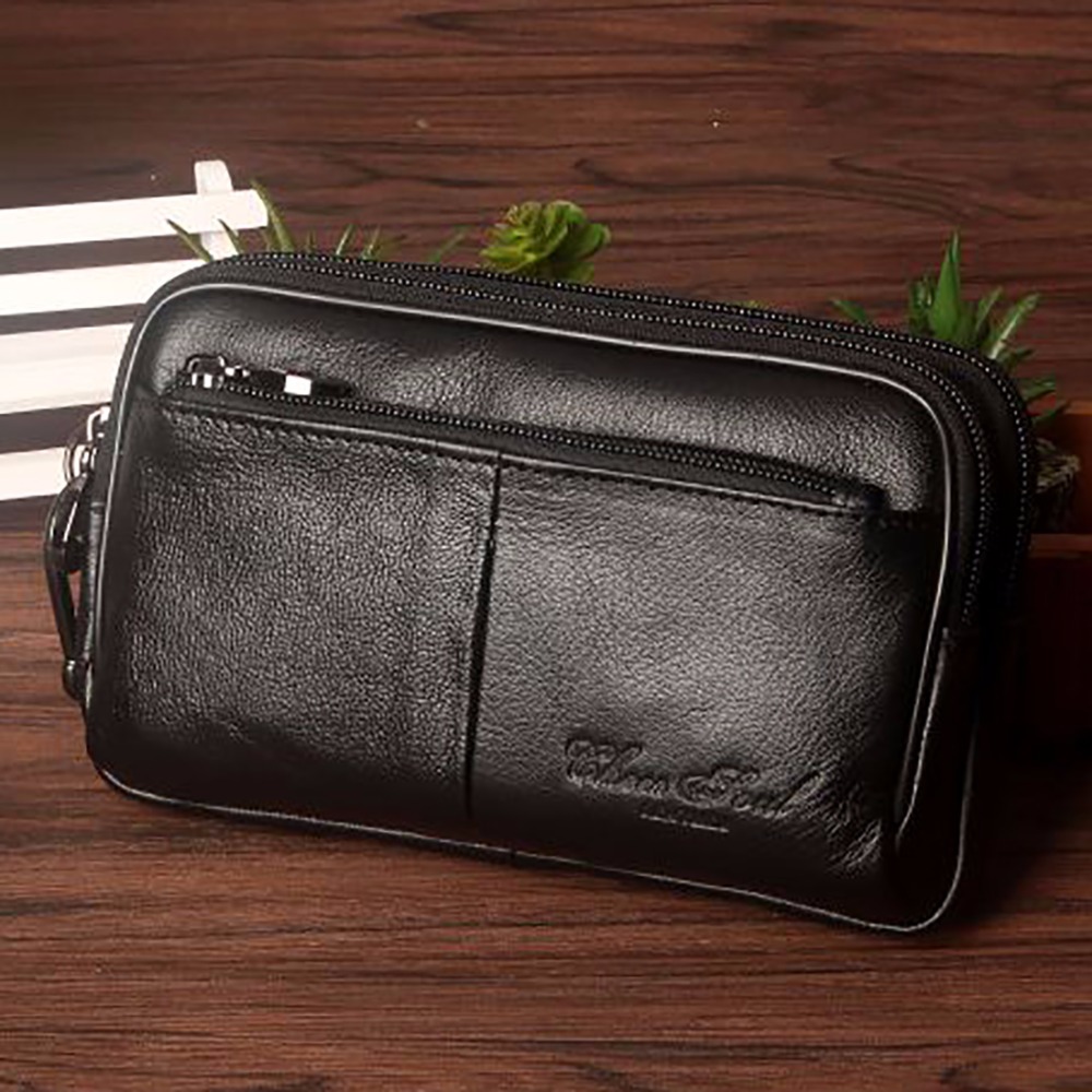 Leatherwork Wallet - Couro genuíno Fanny Pack para homens,