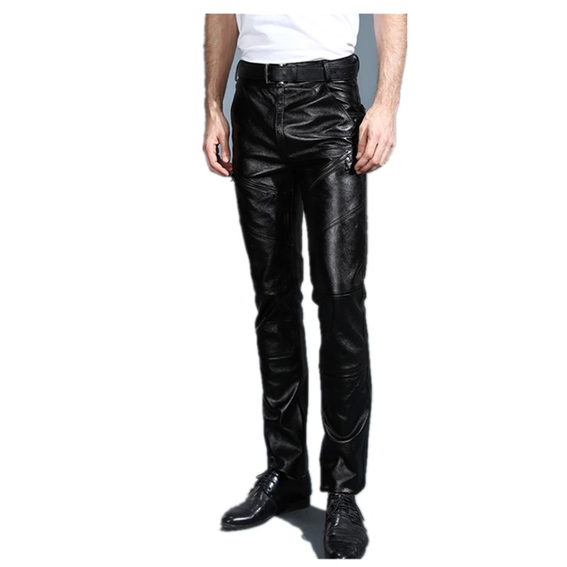 Leather Work Pants - Calças de couro genuíno dos homens