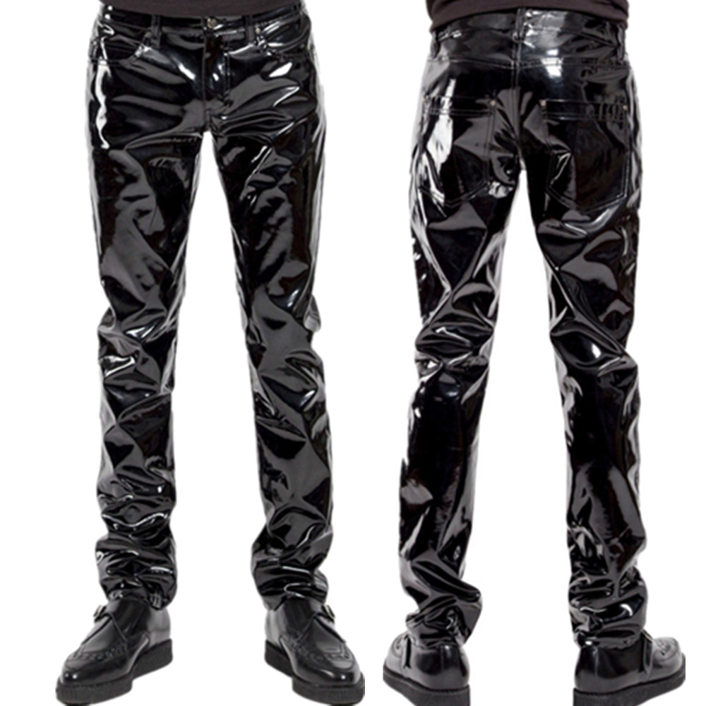 Leather Work Pants - Calças de látex de pvc brilhante