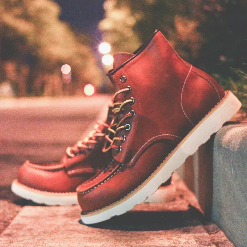 Leatherworking Equipment - Botas masculinas de couro genuíno botas