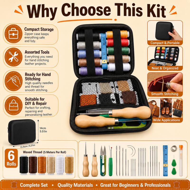 Leatherwork Hand Sewing Needles - Kit de Costura em Couro com