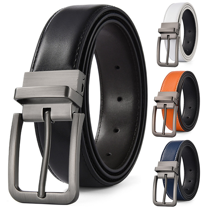 Leather Work Jeans - Cintos masculinos de couro pu com