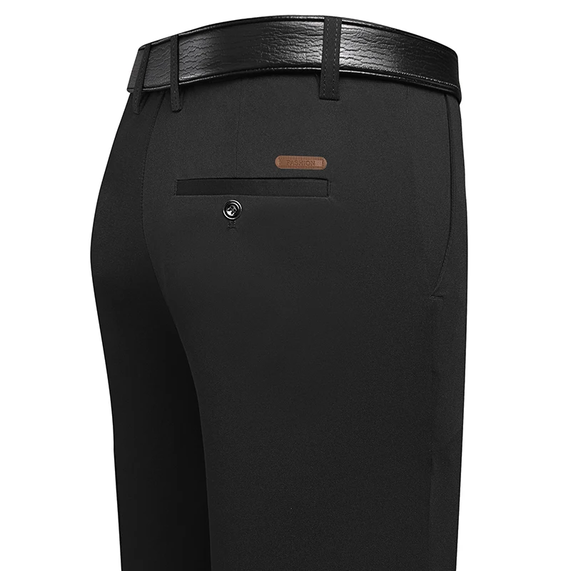 Leather Work Pants - Calças de Vestir Masculinas de Comprimento