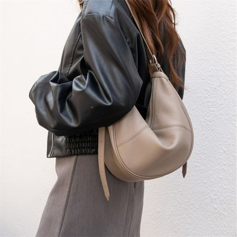 Leatherwork Wallet - Bolsa Hobo Crescente de Couro Genuíno