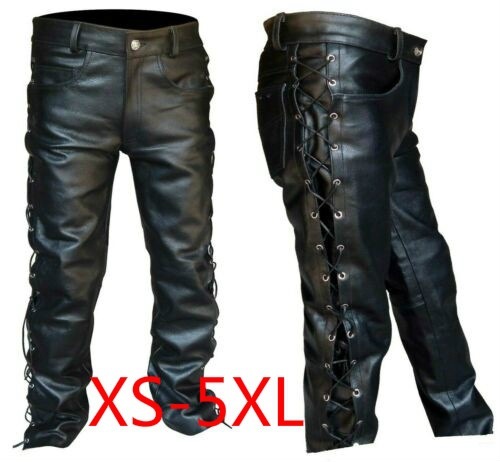 Leather Work Pants - Calças medievais masculinas, longas, góticas, plus
