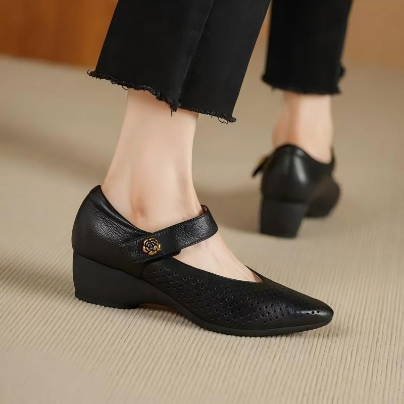 Leather Work Outfit - Sapatos Femininos de Verão em Couro