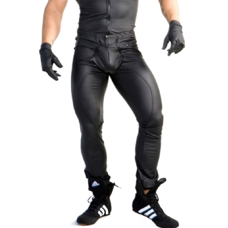 Calças justas de couro falso b - Leather Work Pants avaliação e preço