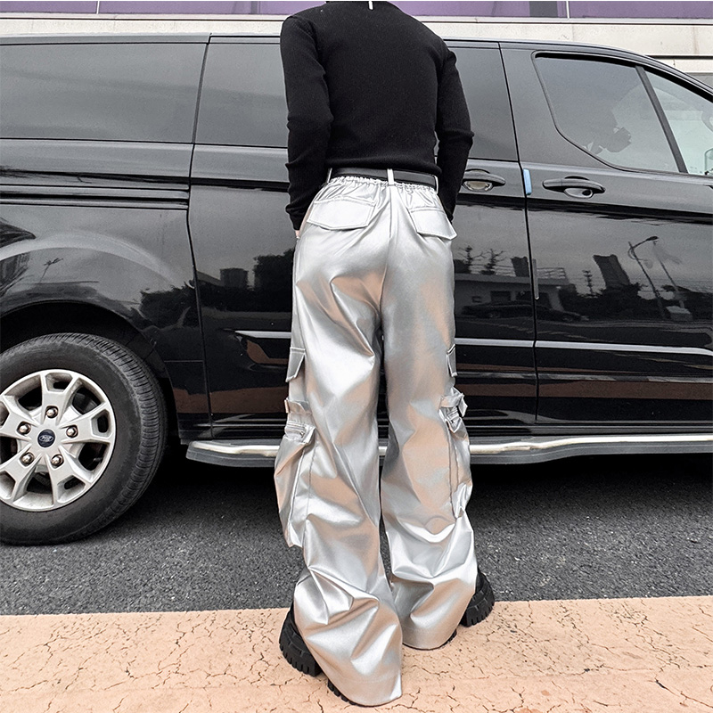 Calça de couro prateada mascul - Leather Work Pants avaliação e preço