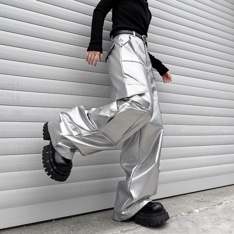 Calça de couro prateada mascul - Leather Work Pants avaliação e preço
