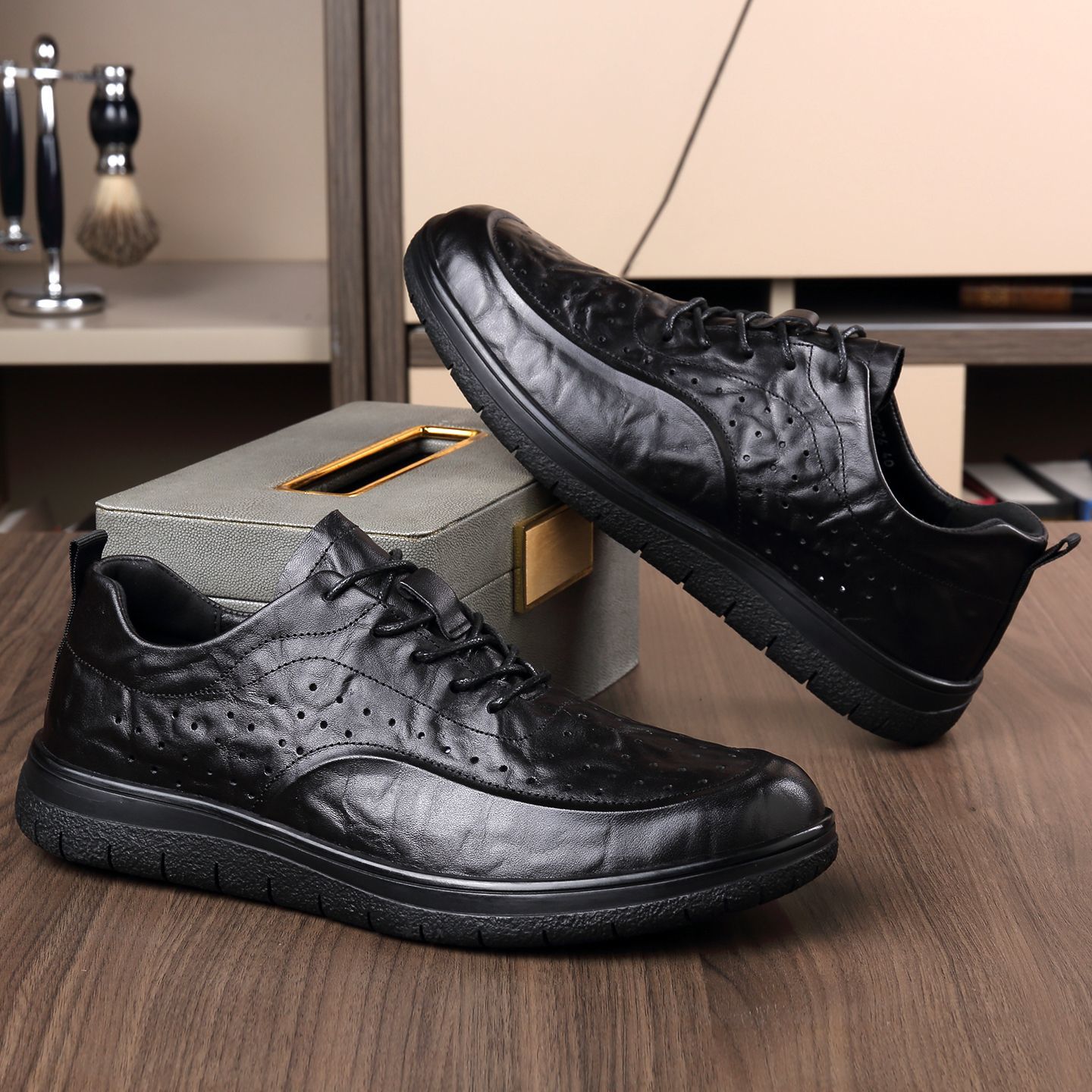 Sapatos casuais de couro genuí - Leather Work Outfit avaliação e preço