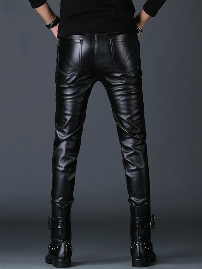 Calças de couro estilo punk ma - Leather Work Pants avaliação e preço