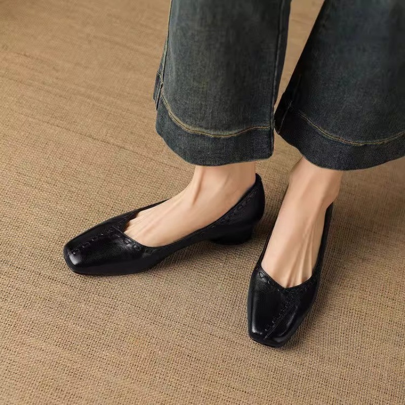 Sapatos Elegantes de Salto Gro - Leather Work Outfit avaliação e preço