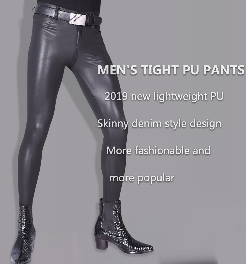 Moda jeans magros sexy calças  - Leather Work Pants avaliação e preço