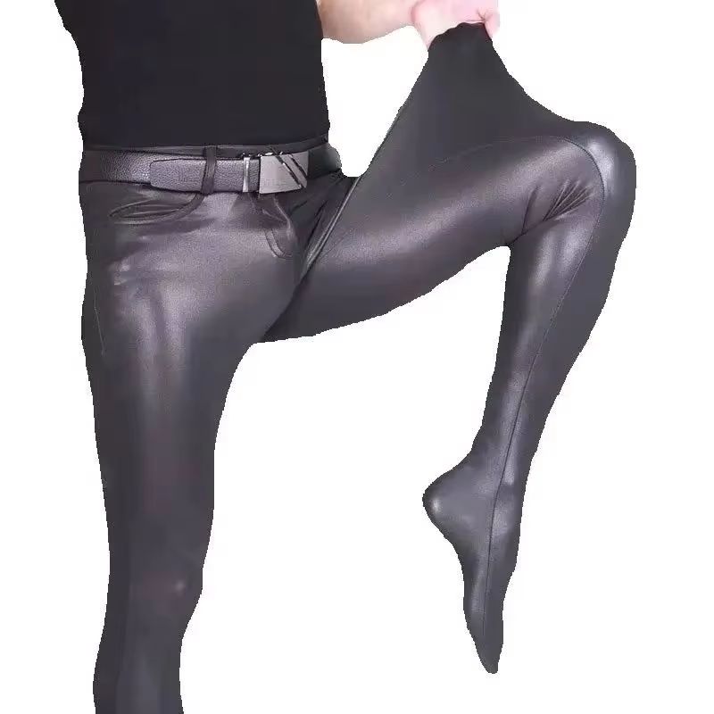 Moda jeans magros sexy calças  - Leather Work Pants avaliação e preço