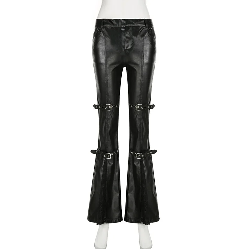 Calça feminina de couro PU, fi - Leather Work Pants avaliação e preço